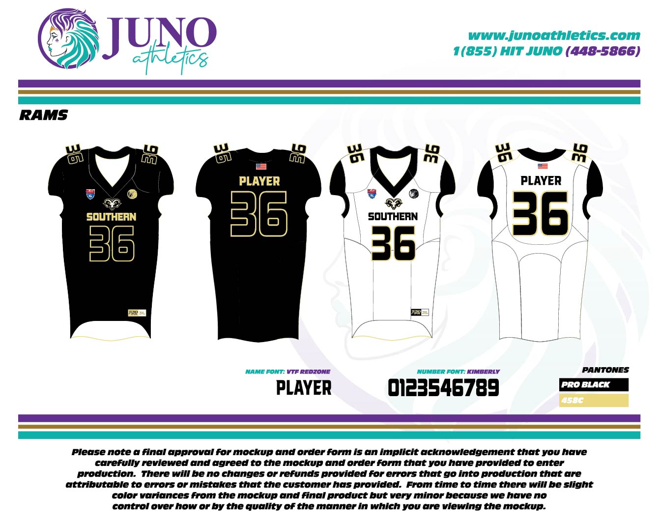 2025 Southern Rams AYF Football Game Jerseys