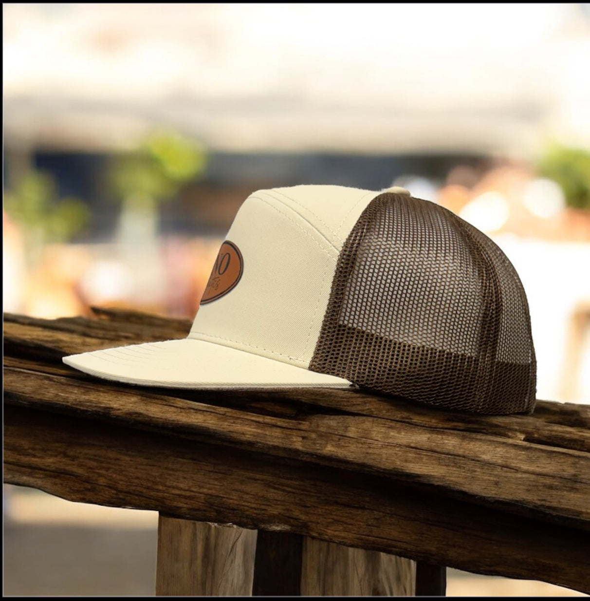 Juno Athletics Stone & Brown 7 Panel Trucker Hat (i3057)