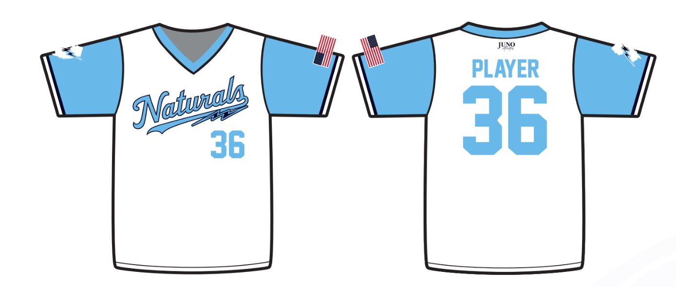 Naturals No Button Team Jersey – White & Carolina