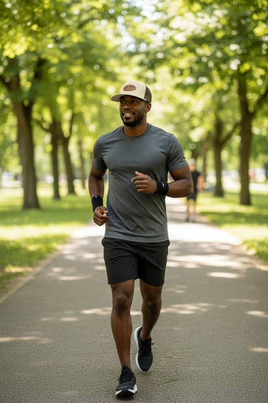 Juno Athletics Stone & Brown 7 Panel Trucker Hat (i3057)