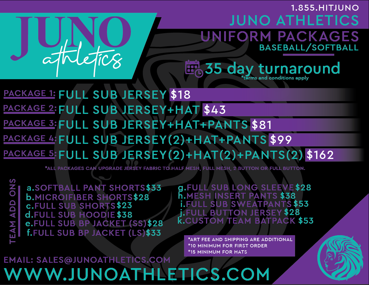 Baseball/Softball Uniform Packages