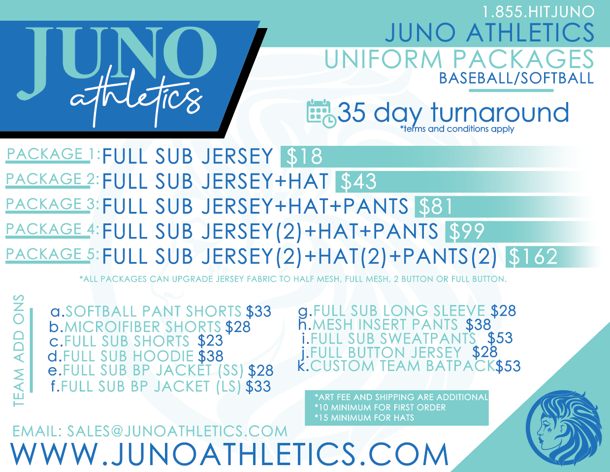 Baseball/Softball Uniform Packages